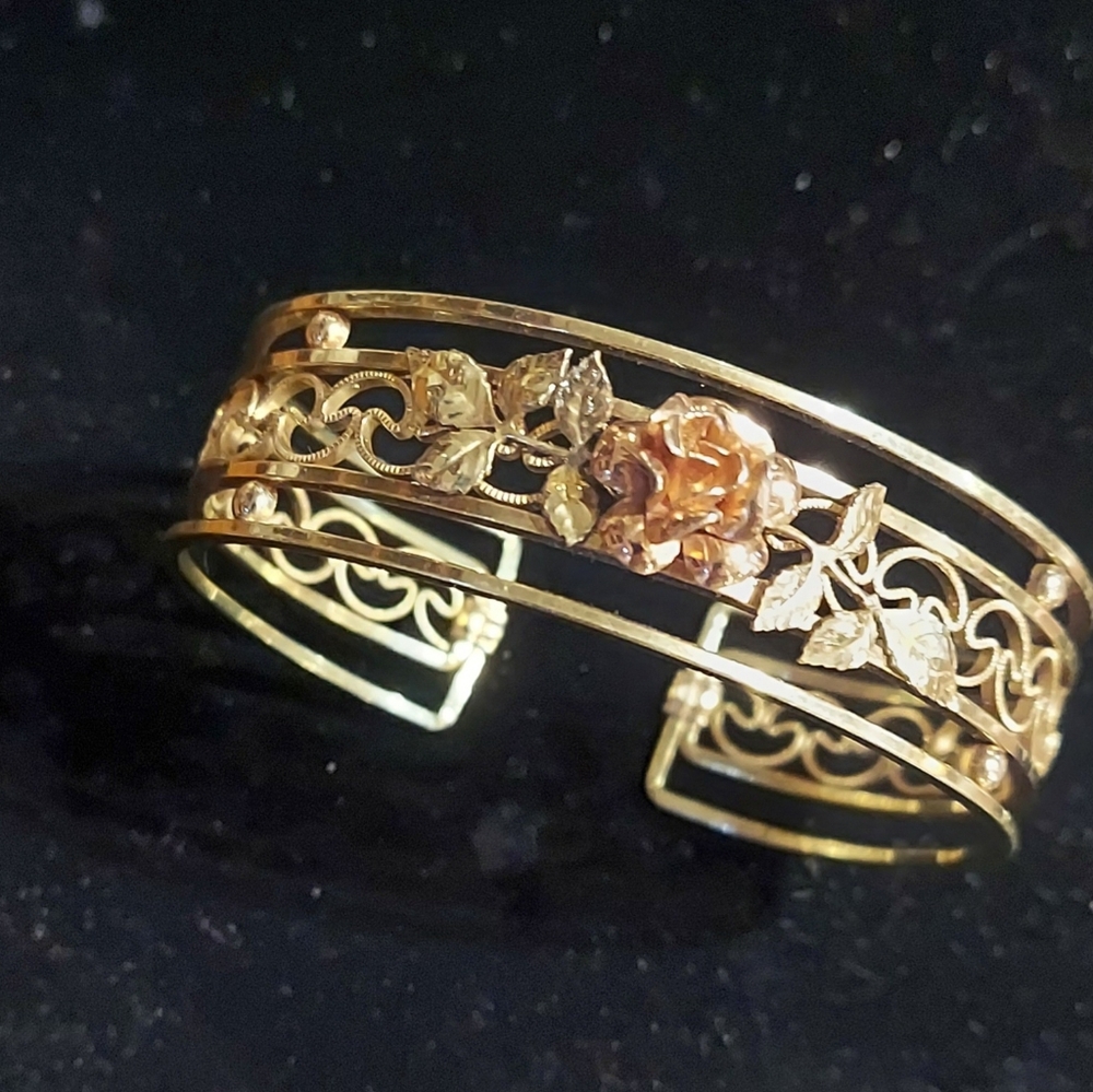 Krementz Gold Overlay Rose Bracelet